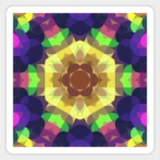 Retro Mandala Flower Yellow Green and Blue Sticker